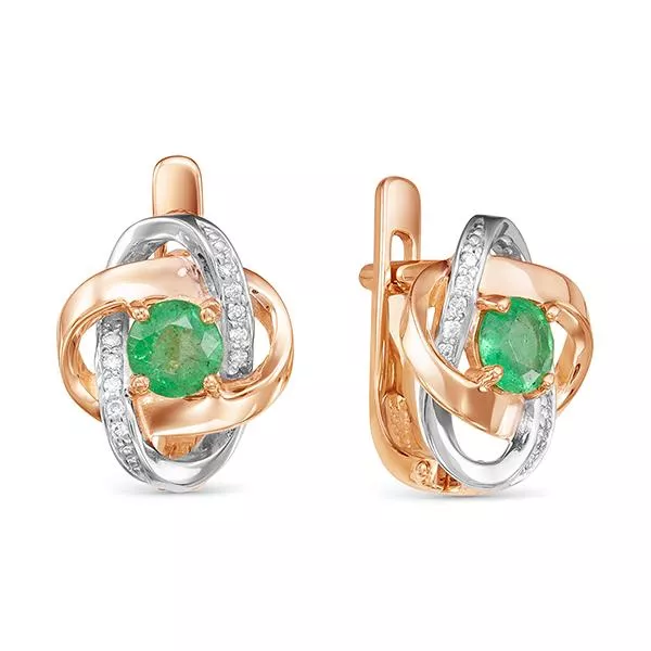 Серьги из красного золота с изумрудом V25601510400