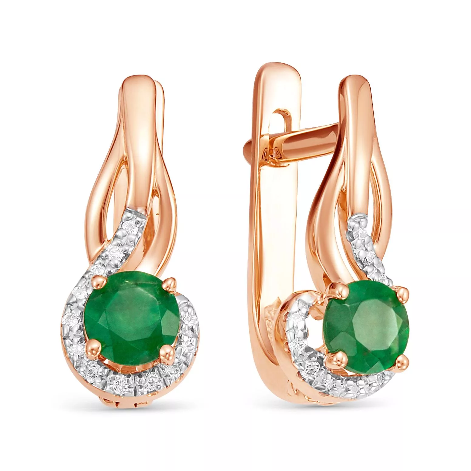 Серьги из красного золота с изумрудом V25621510400