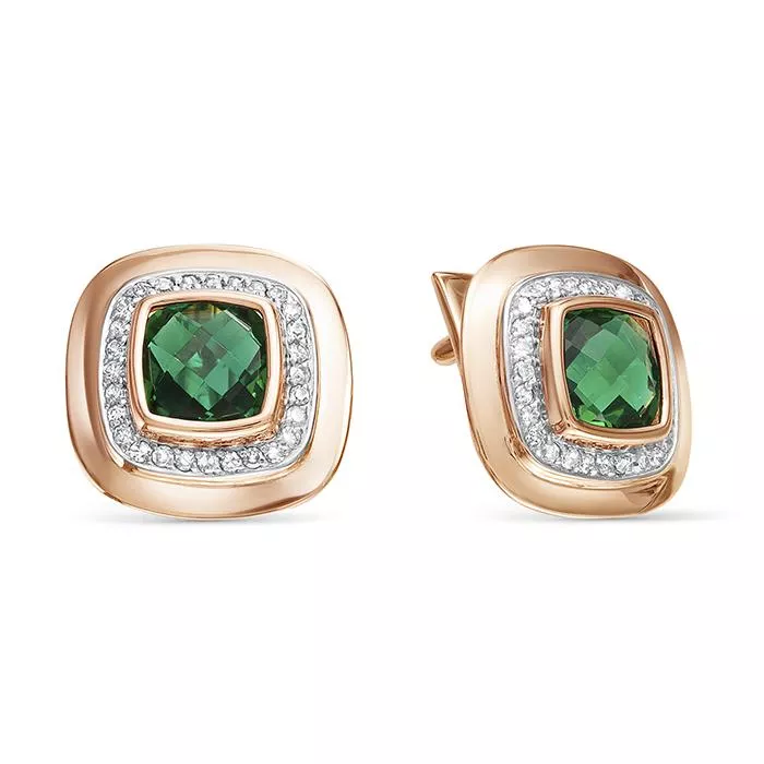 Серьги из красного золота с изумрудом V20891511700