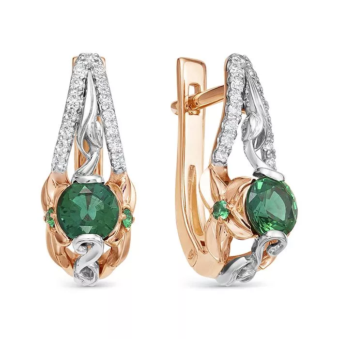 Серьги из красного золота с изумрудом V26261510700