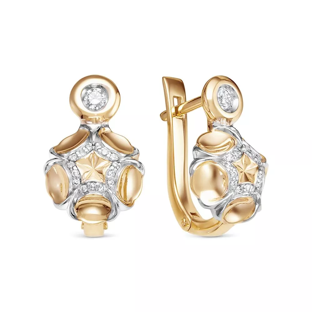 Серьги из лимонного золота с бриллиантом V28453510000