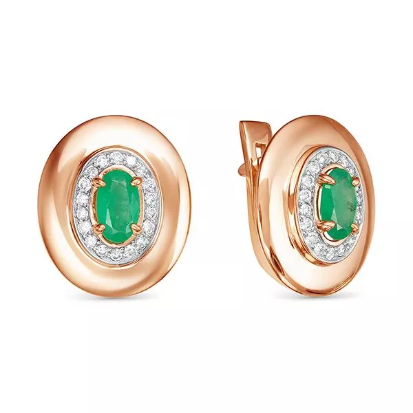 Серьги из красного золота с изумрудом V21461510400
