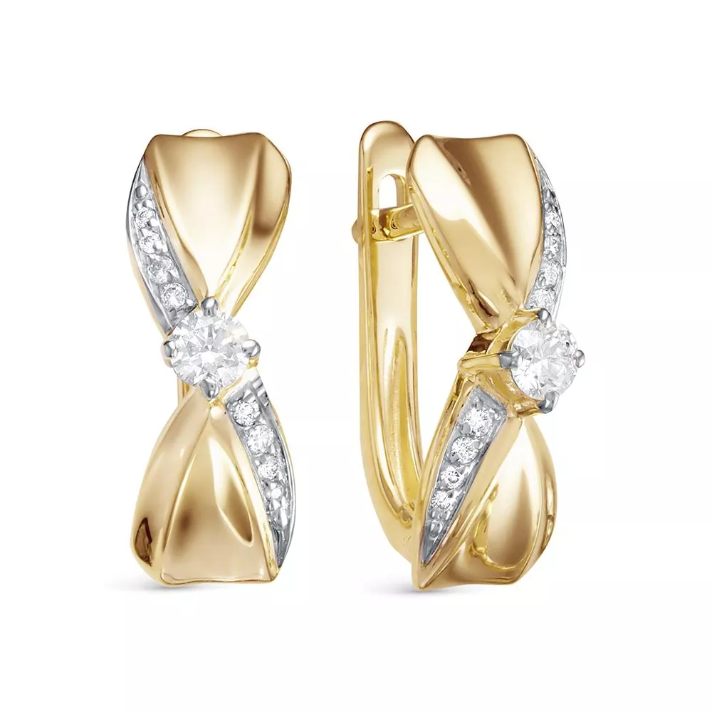 Серьги из лимонного золота с бриллиантом V28133510000