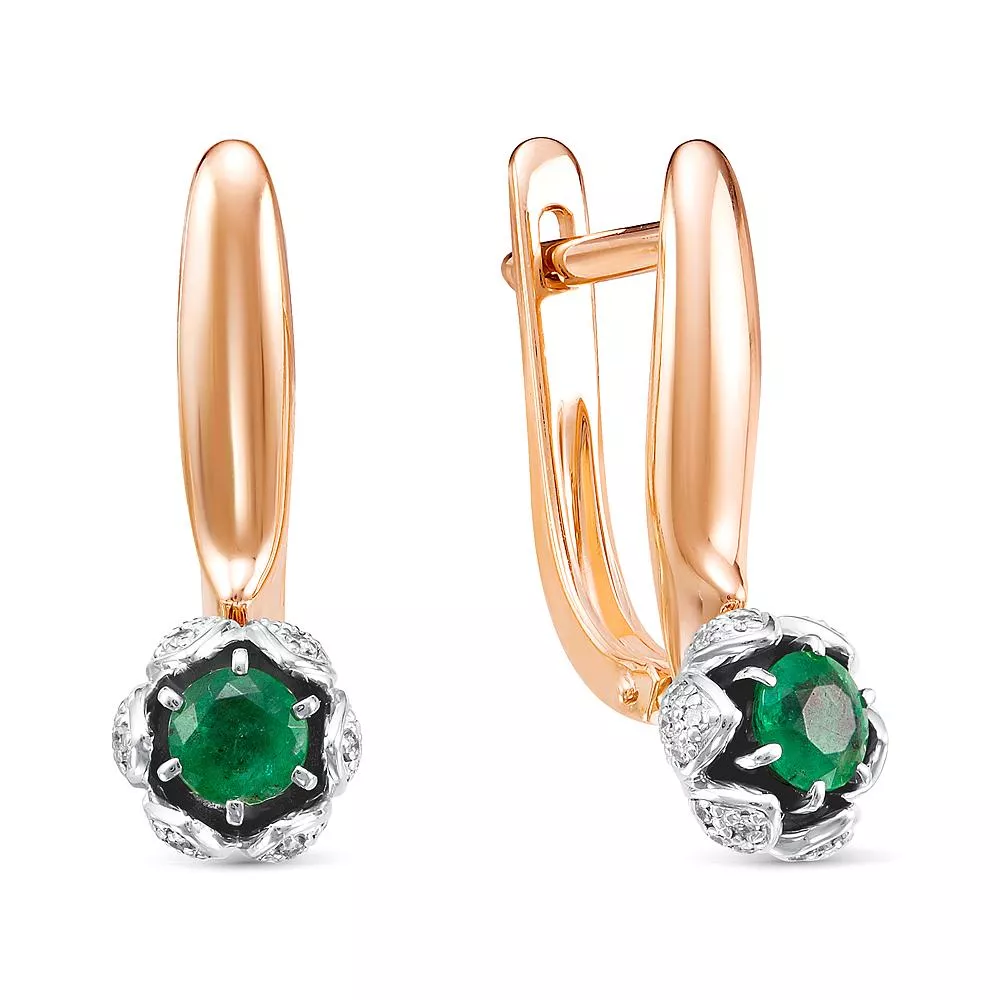 Серьги из красного золота с изумрудом V26011510400