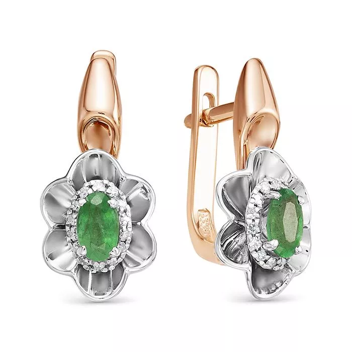 Серьги из красного золота с изумрудом V25671510400