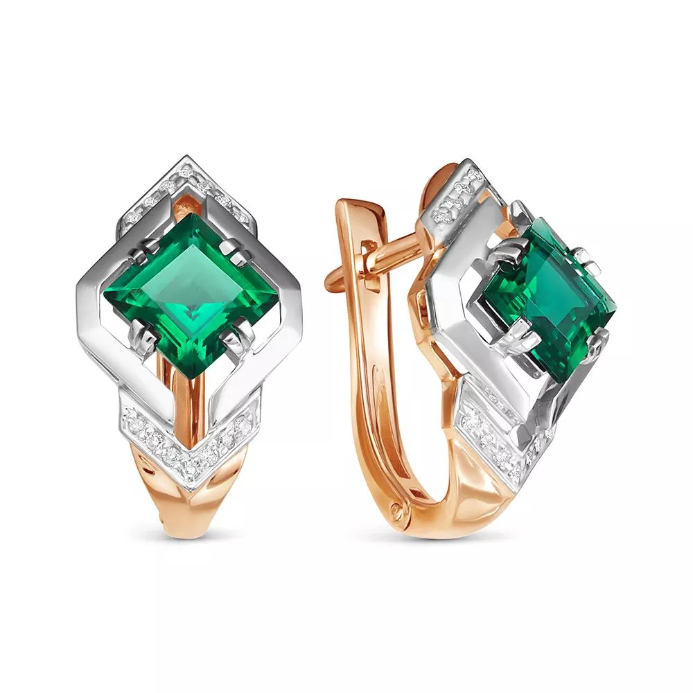 Серьги из красного золота с изумрудом V27711511700