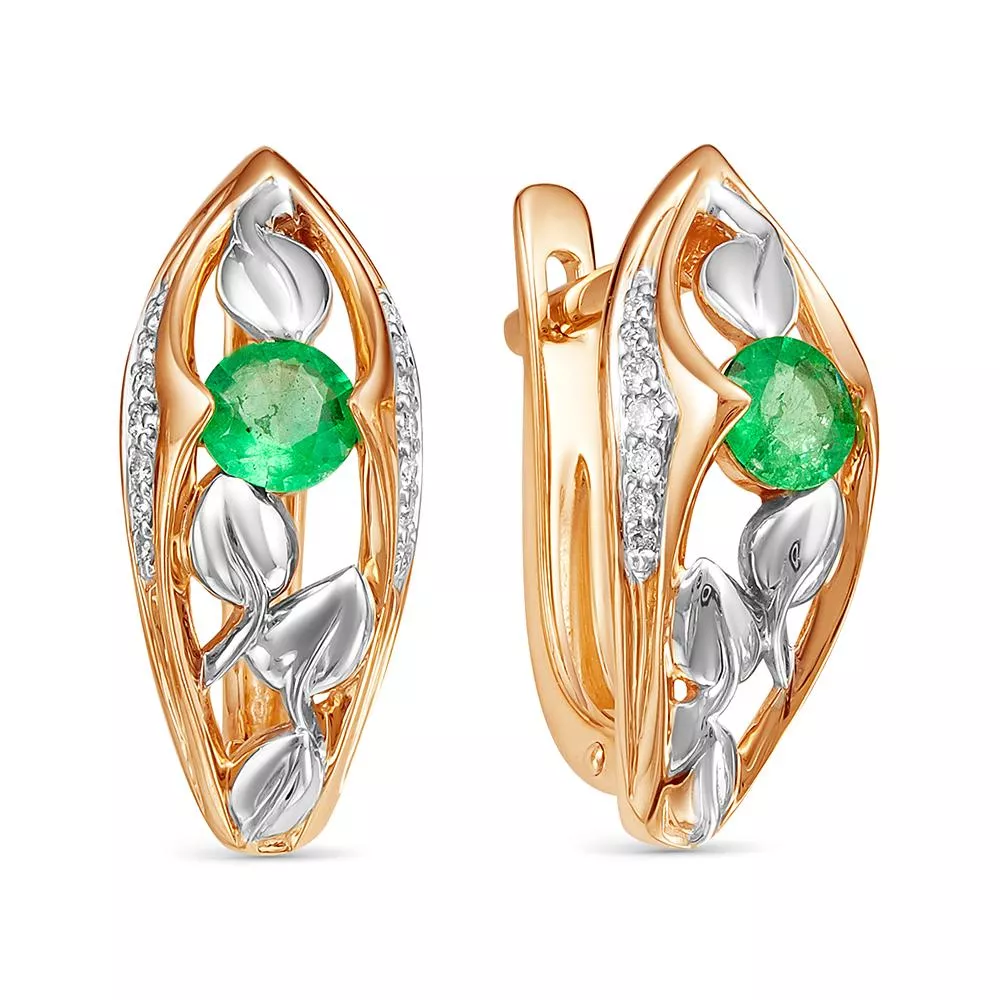 Серьги из красного золота с изумрудом V24131510400