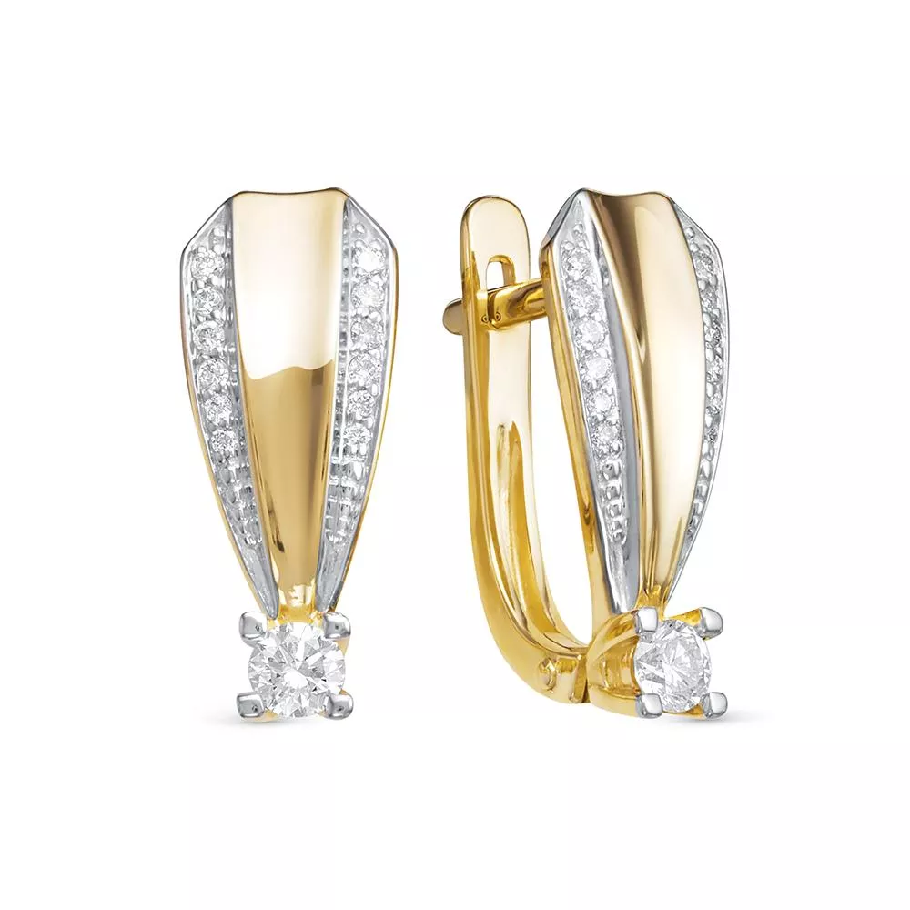 Серьги из лимонного золота с бриллиантом V28183510000