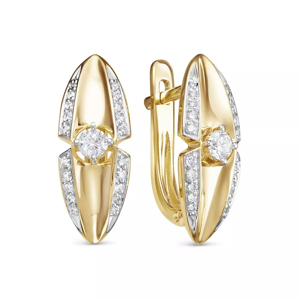 Серьги из лимонного золота с бриллиантом V28103510001