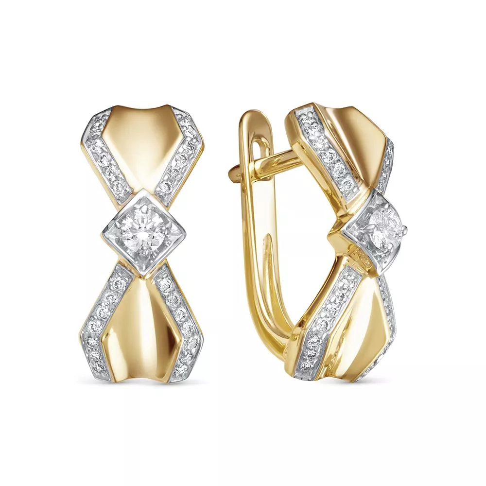 Серьги из лимонного золота с бриллиантом V28123510000