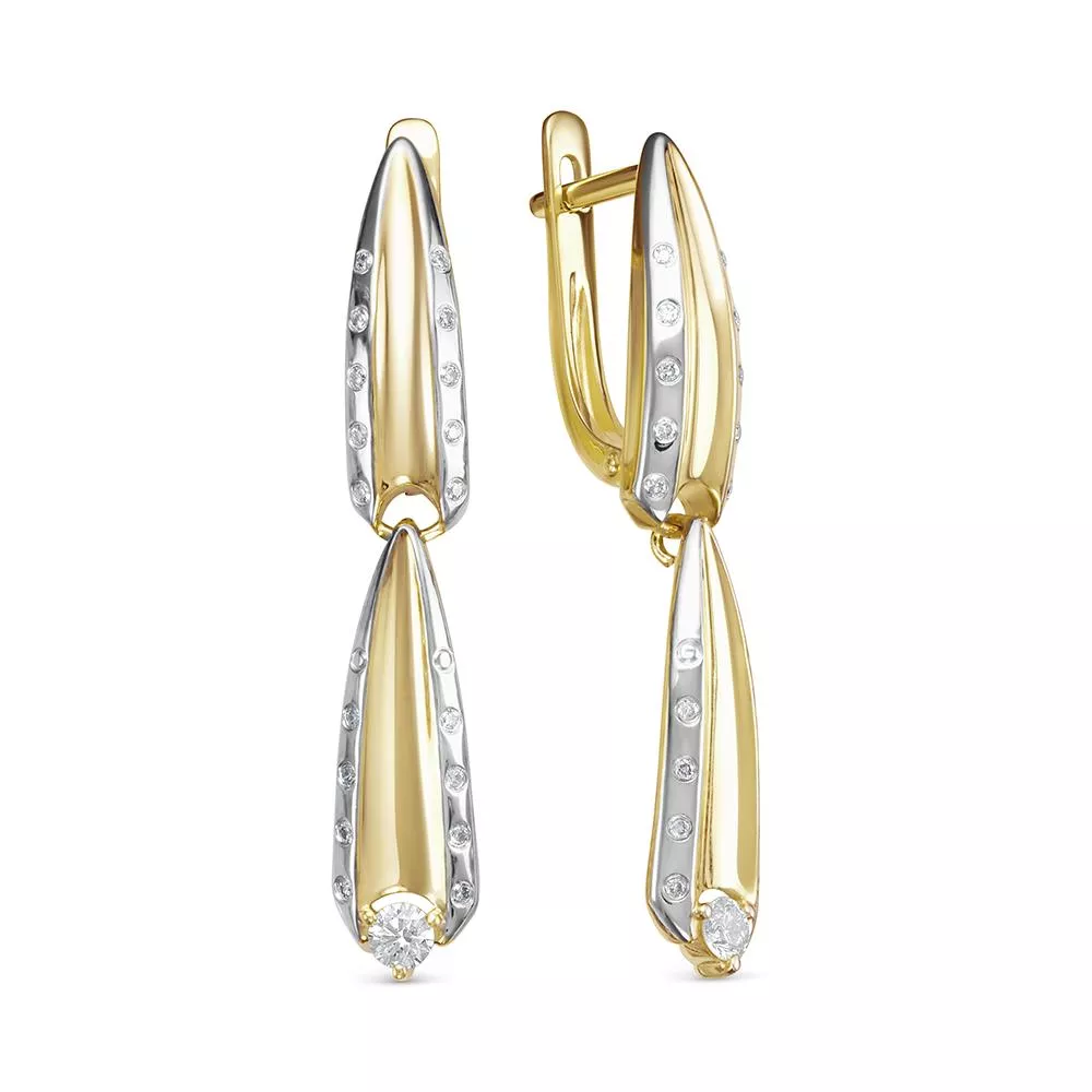 Серьги из лимонного золота с бриллиантом V28163510000