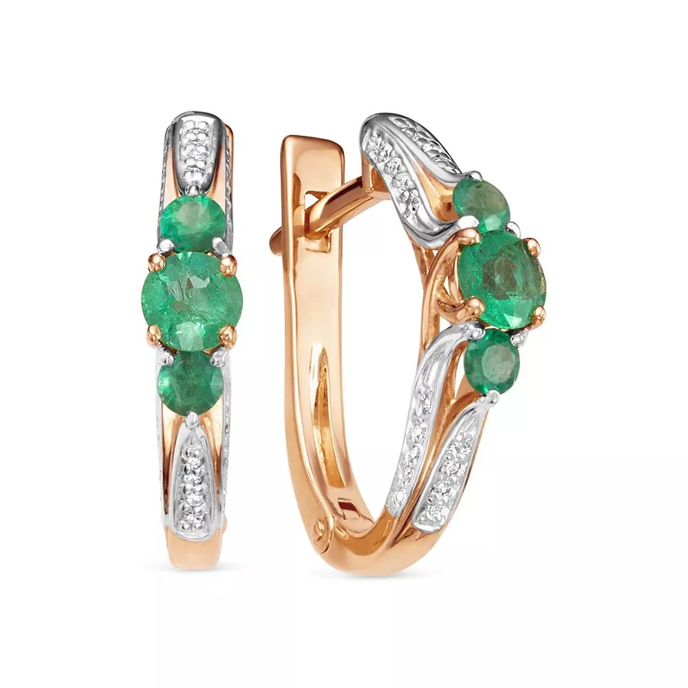 Серьги из красного золота с изумрудом V25951510400