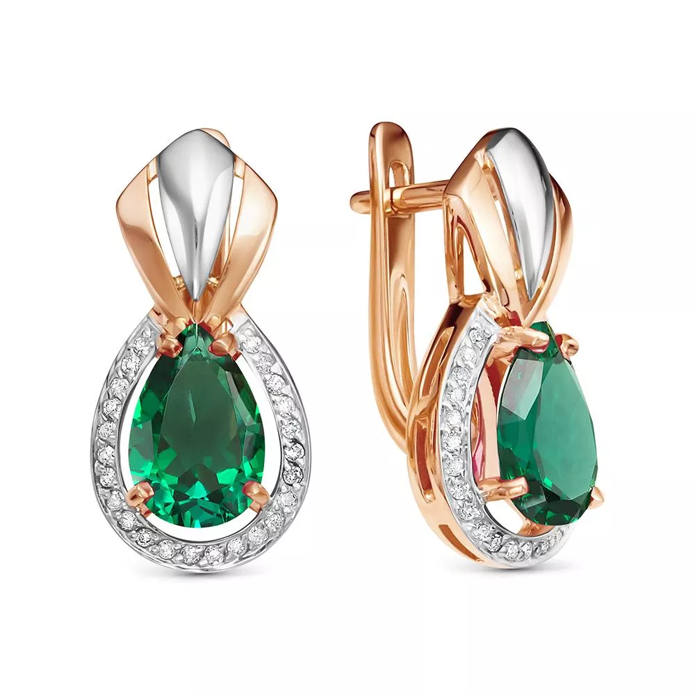 Серьги из красного золота с изумрудом V27691511700