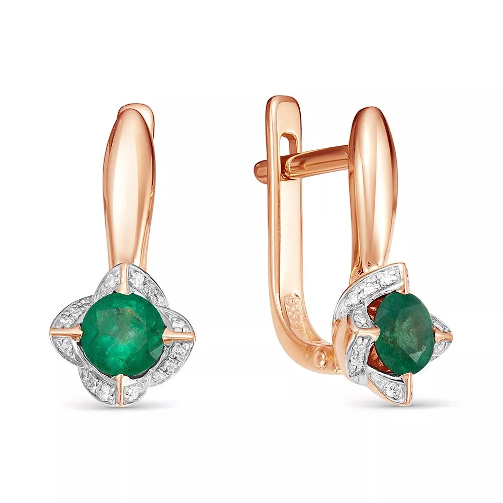 Серьги из красного золота с изумрудом V25631510400
