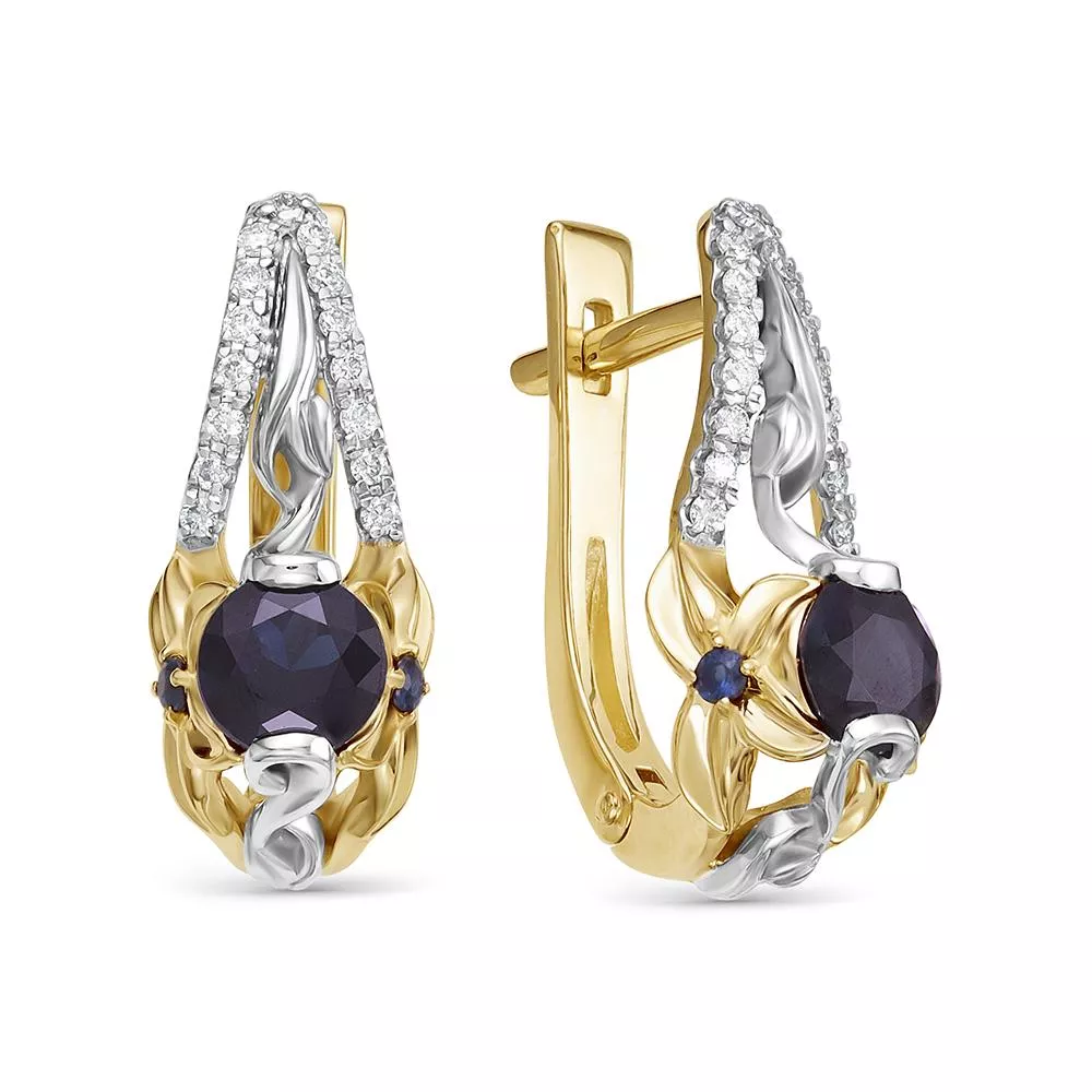 Серьги из лимонного золота с сапфиром V26263510300