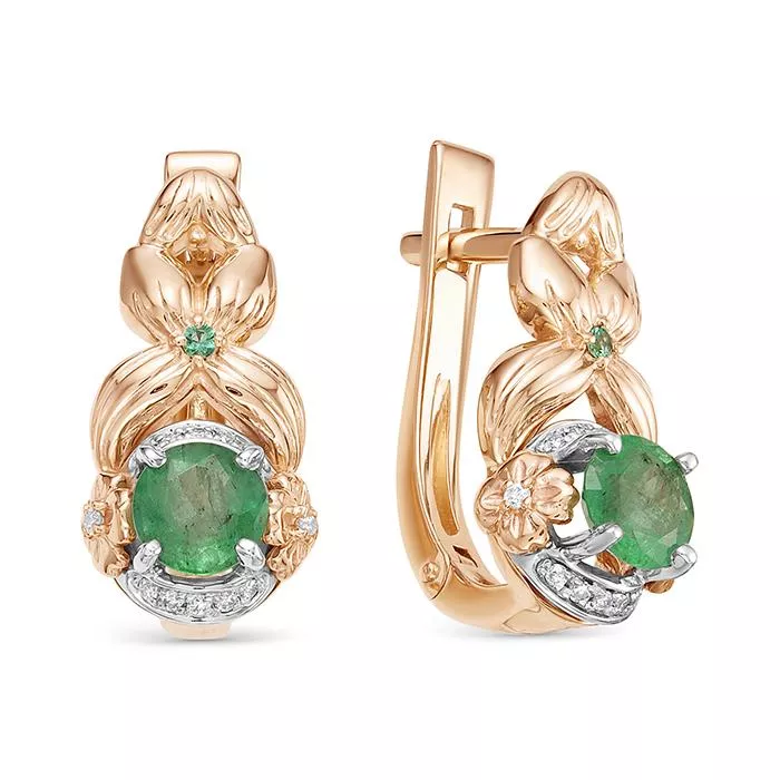 Серьги из красного золота с изумрудом V26271510400
