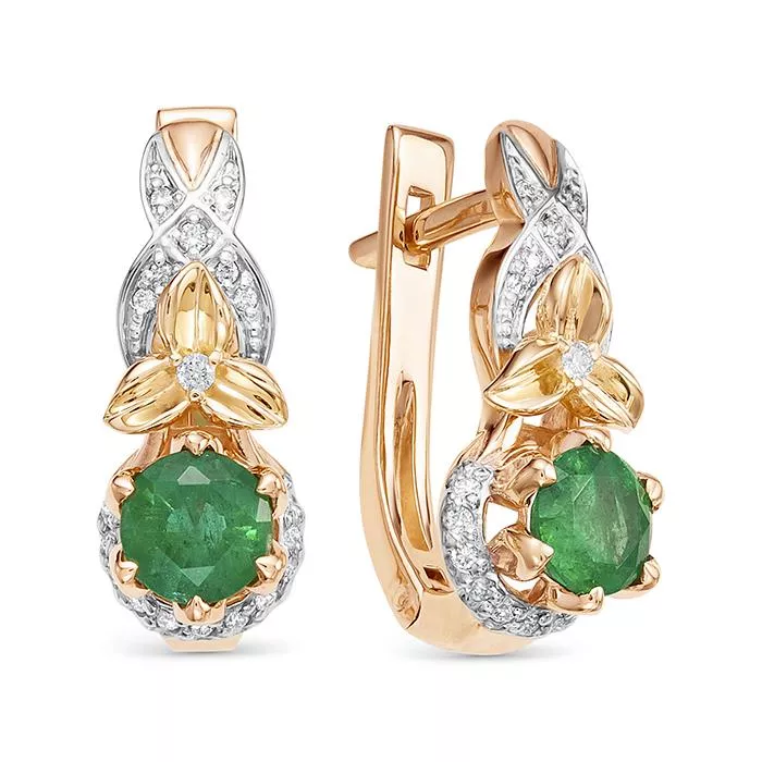 Серьги из красного золота с изумрудом V25921530400