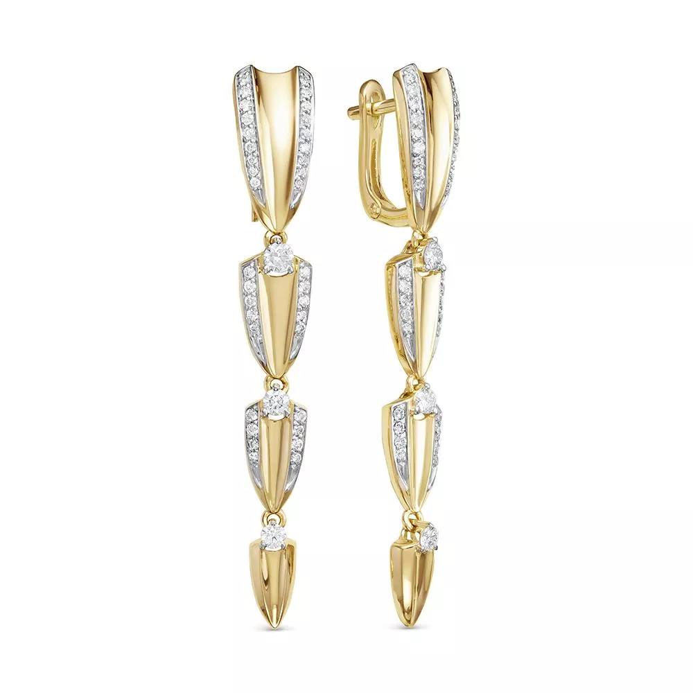 Серьги из лимонного золота с бриллиантом V28103510002