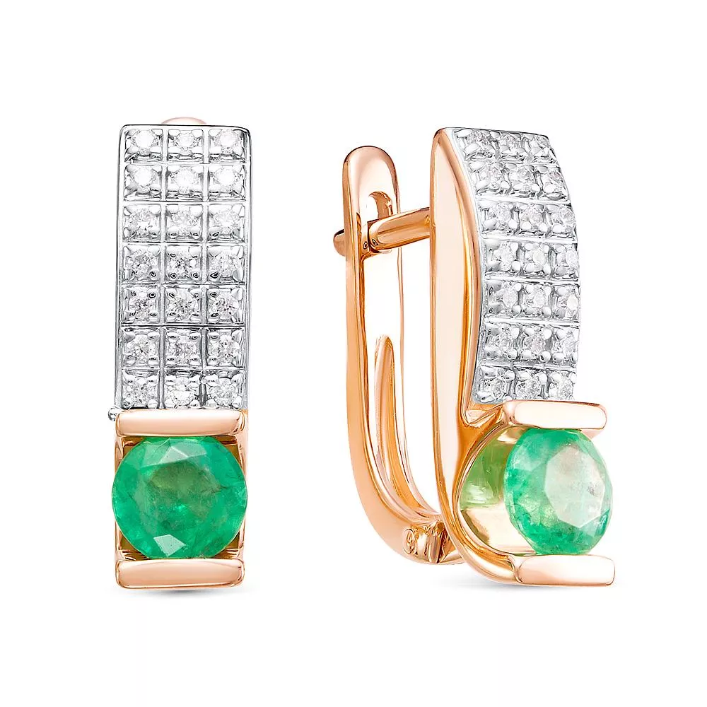 Серьги из красного золота с изумрудом V24881510400