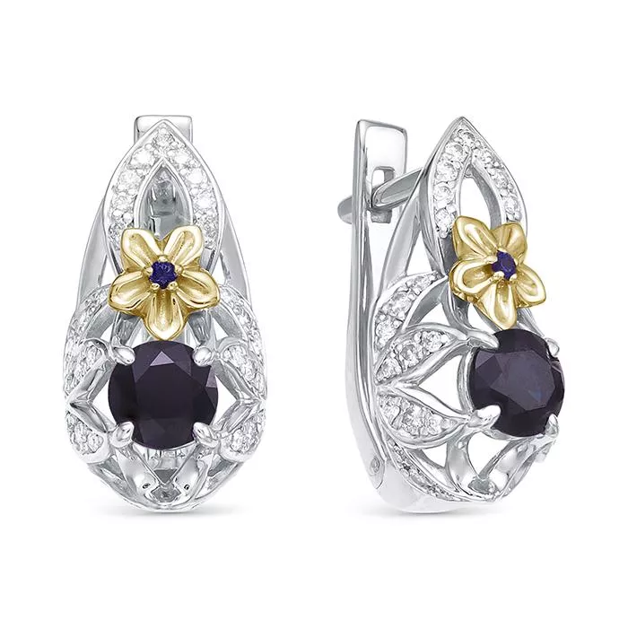 Серьги из белого золота с сапфиром V26252530300