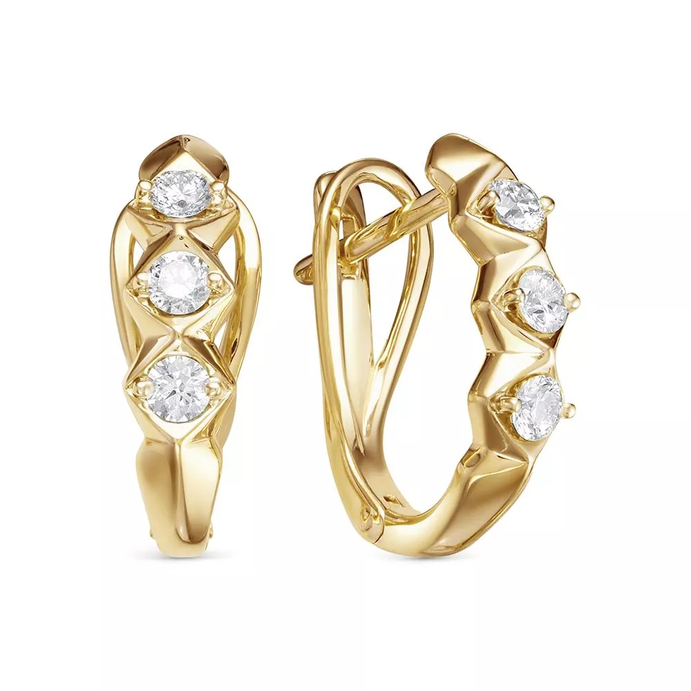 Серьги из лимонного золота с бриллиантом V28383510000