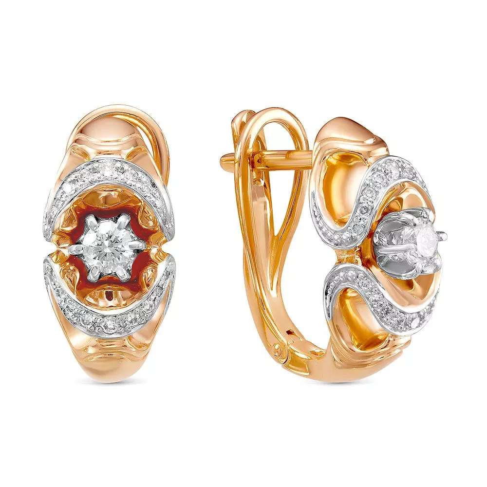 Серьги из красного золота с бриллиантом V26711510000