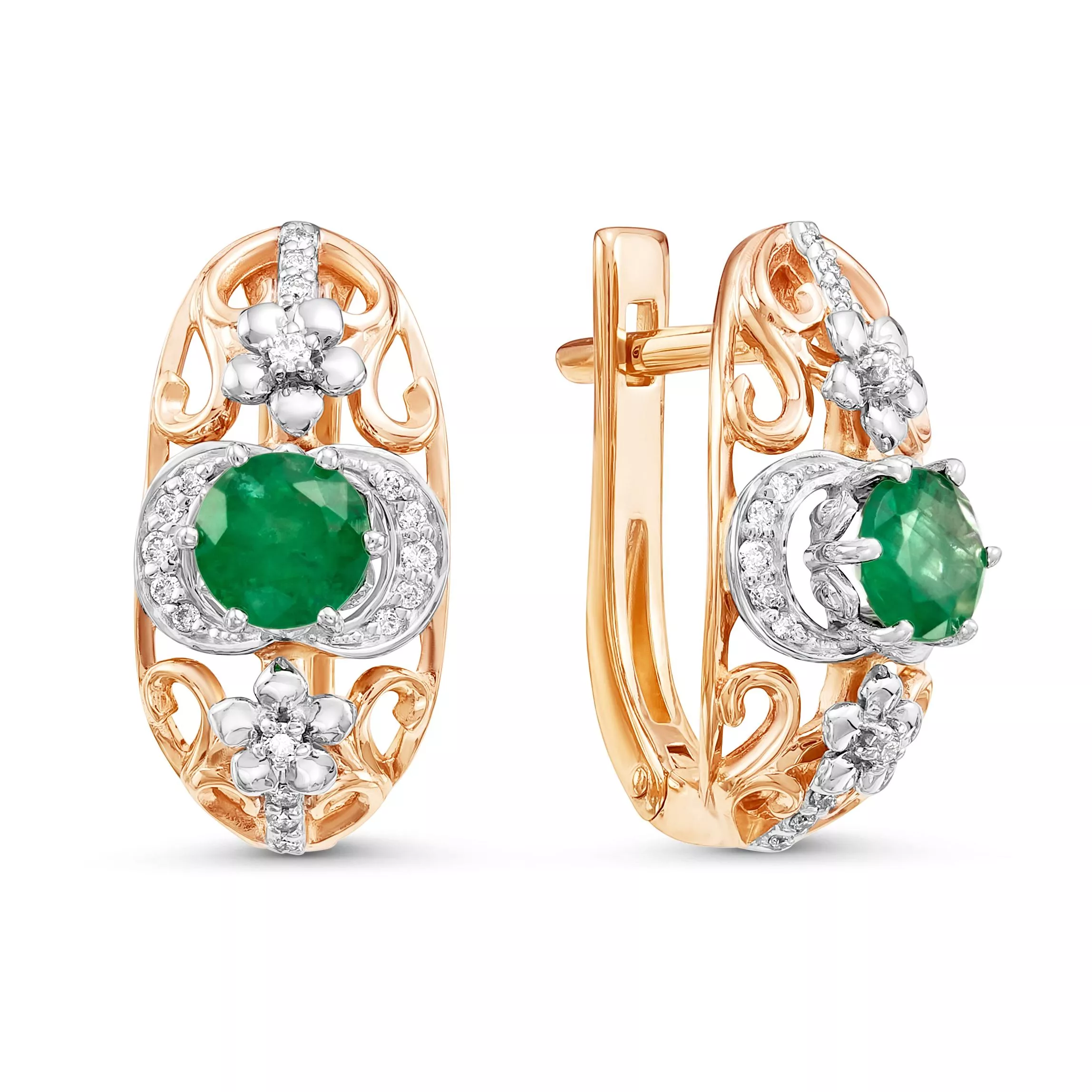 Серьги из красного золота с изумрудом V25931510400