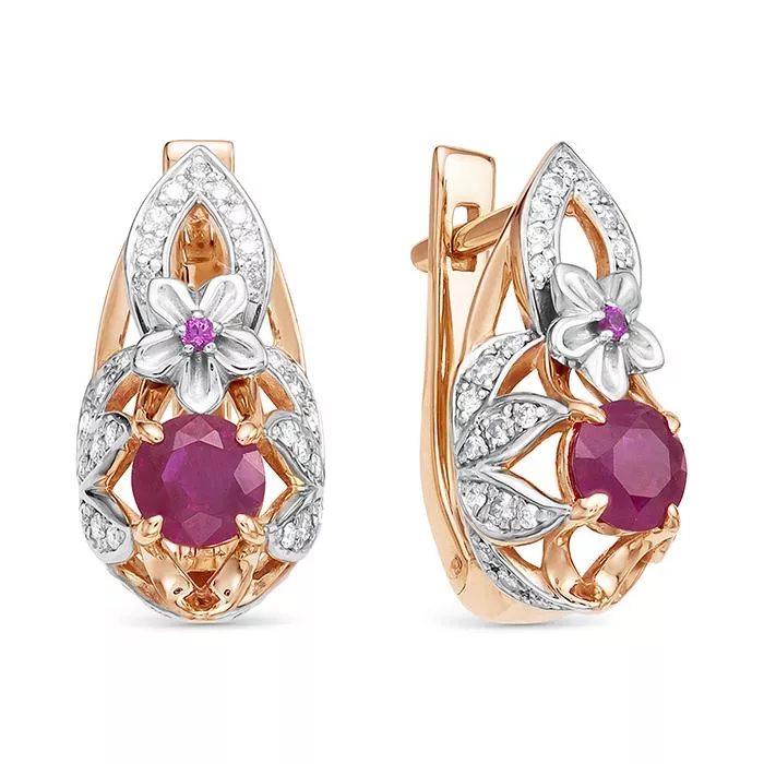 Серьги из красного золота с рубином V26251510500