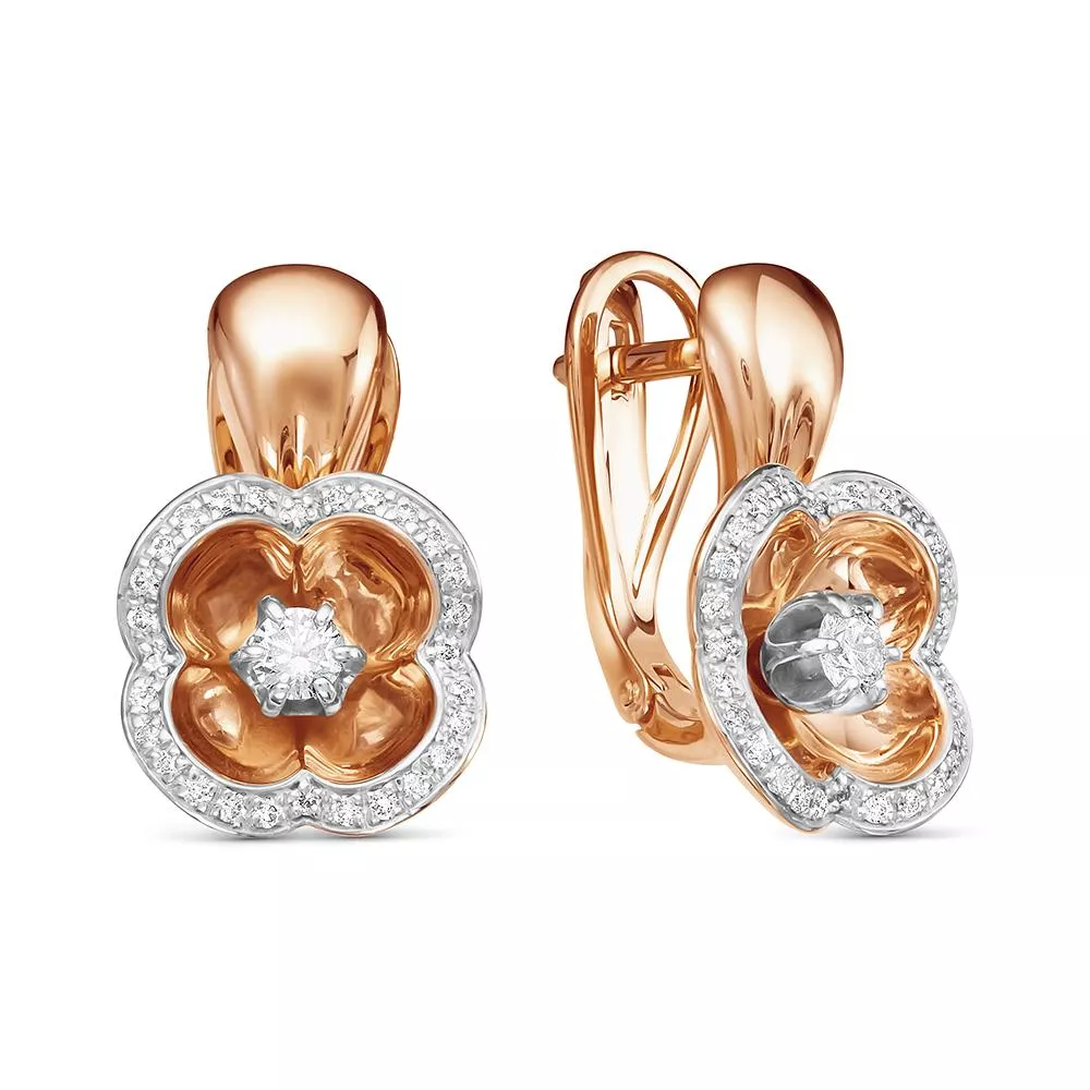 Серьги из красного золота с бриллиантом V26681520000