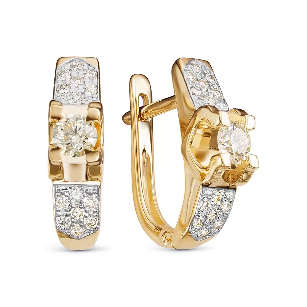 Серьги из лимонного золота с бриллиантом V24793510900