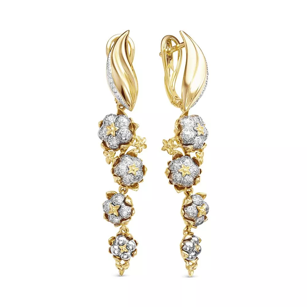 Серьги из лимонного золота с бриллиантом V28483510002