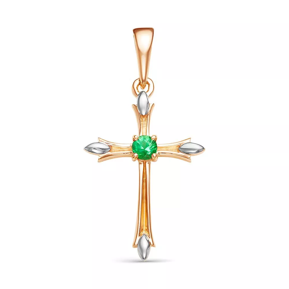 Подвеска из красного золота с изумрудом V32091511100