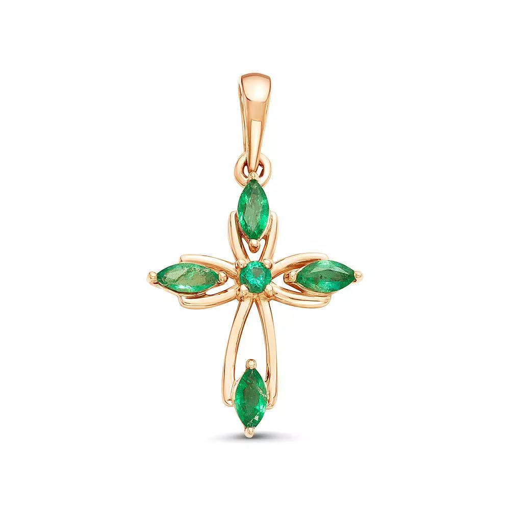 Подвеска из красного золота с изумрудом V32111501100