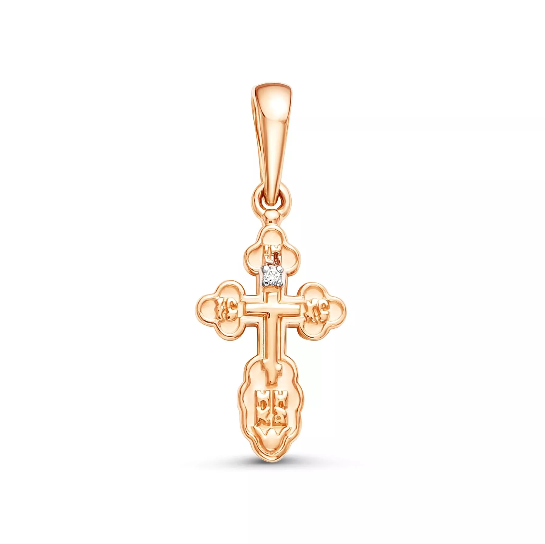 Крест из красного золота с бриллиантом V80251510100