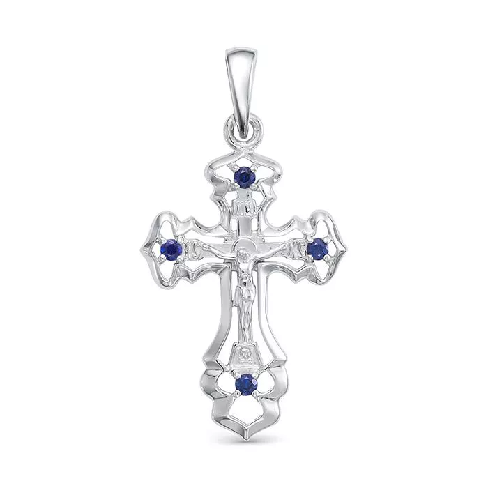Крест из белого золота с сапфиром V80242511000