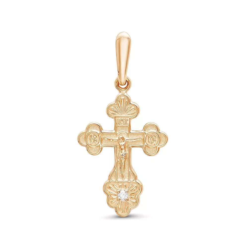 Крест из красного золота с бриллиантом V80111510000