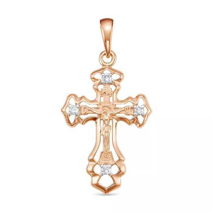 Крест из красного золота с бриллиантом V80241510000