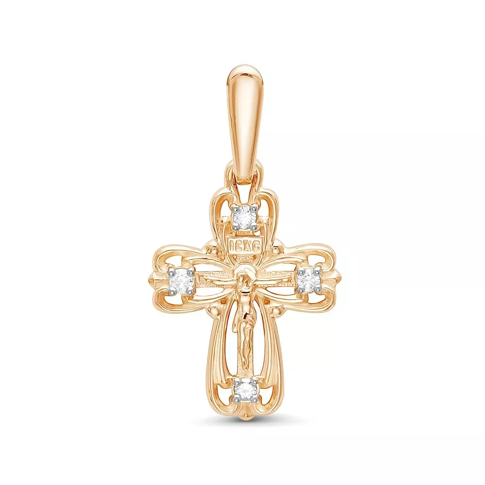 Крест из красного золота с бриллиантом V80061510000