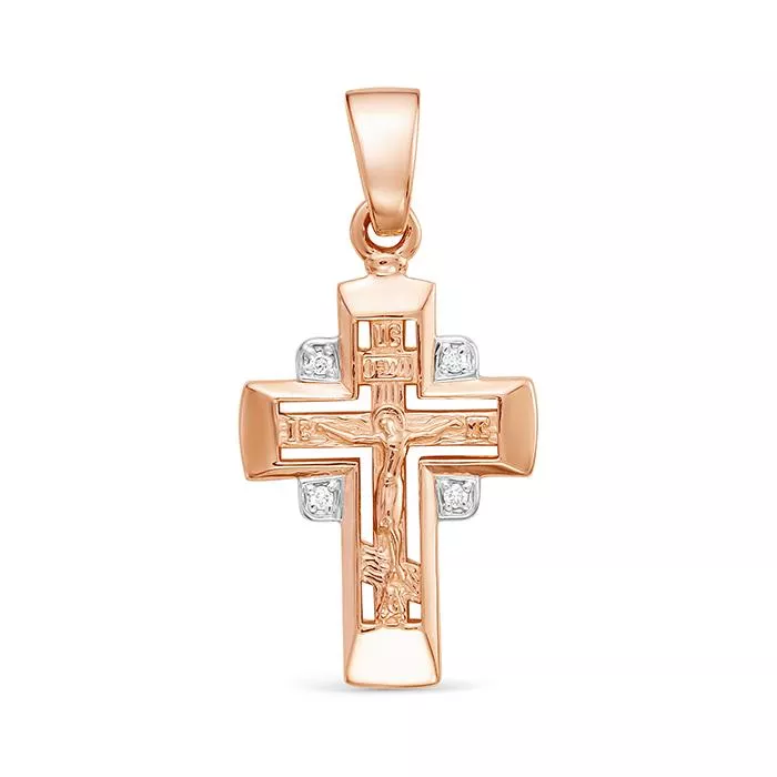 Крест из красного золота с бриллиантом V80271510000