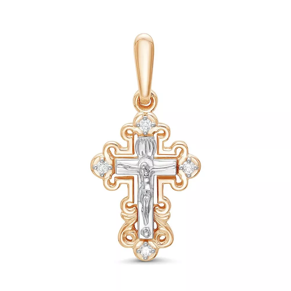 Крест из красного золота с бриллиантом V80101510000
