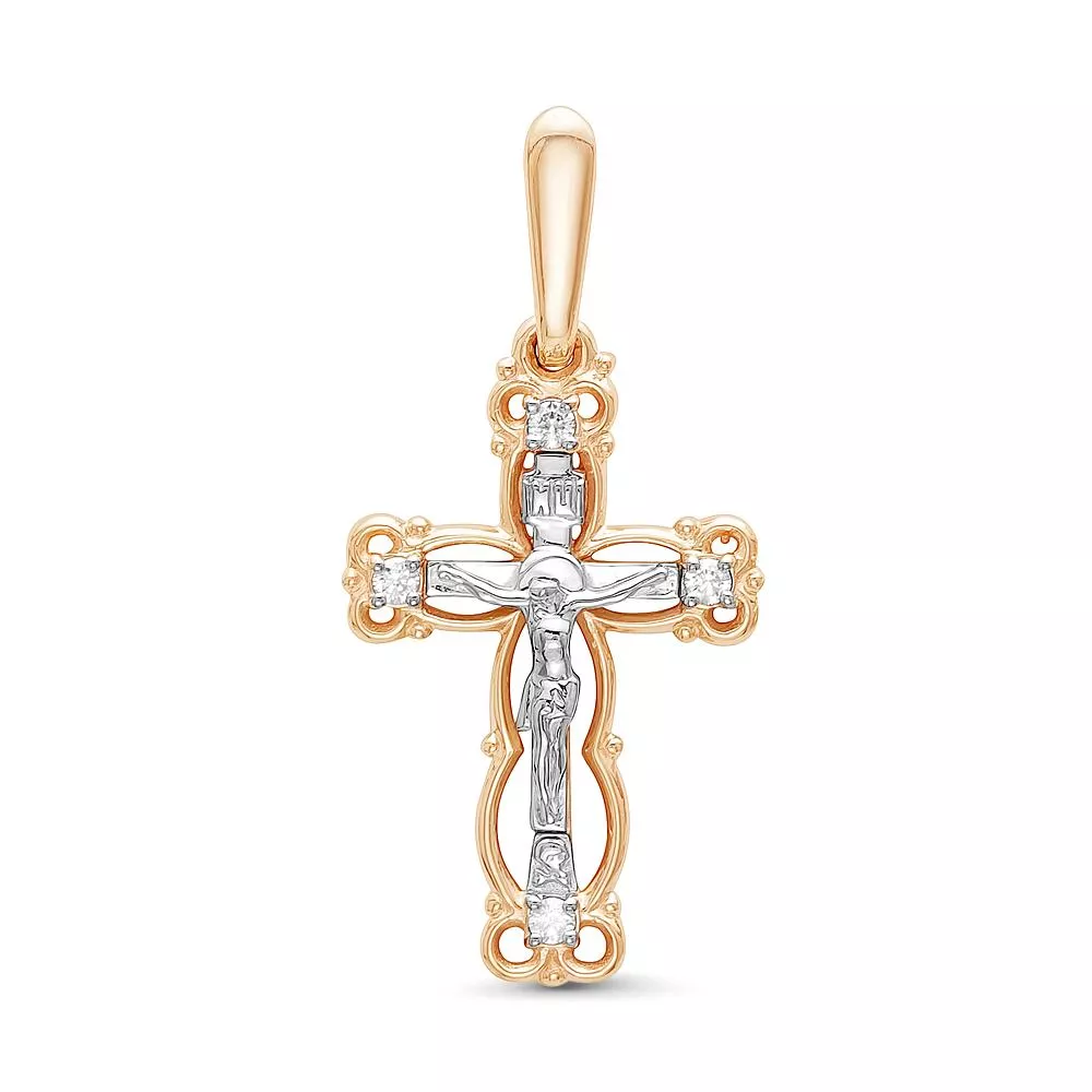 Крест из красного золота с бриллиантом V80091510000
