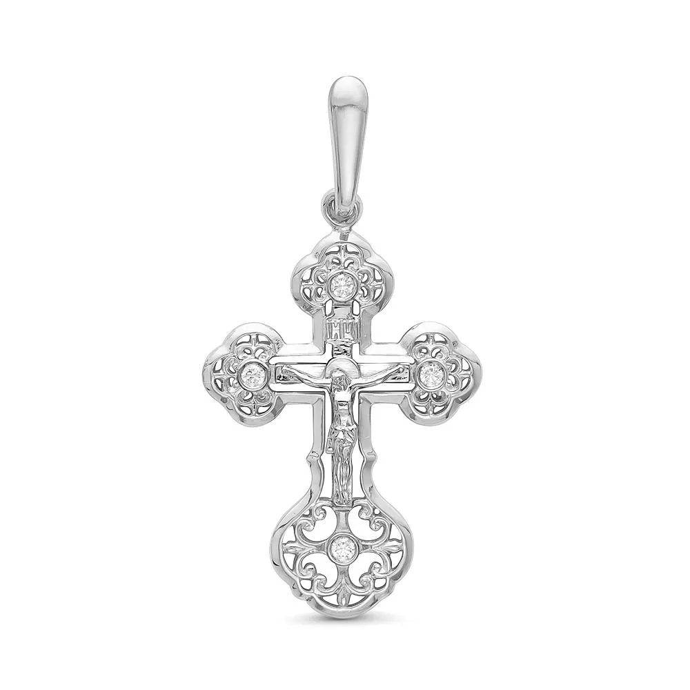 Крест из белого золота с бриллиантом V80122510000