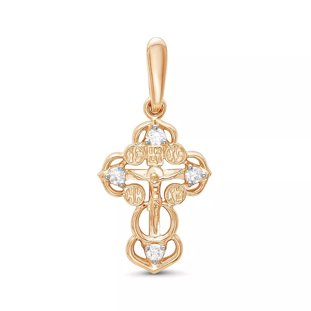 Крест из красного золота с бриллиантом V80131510000