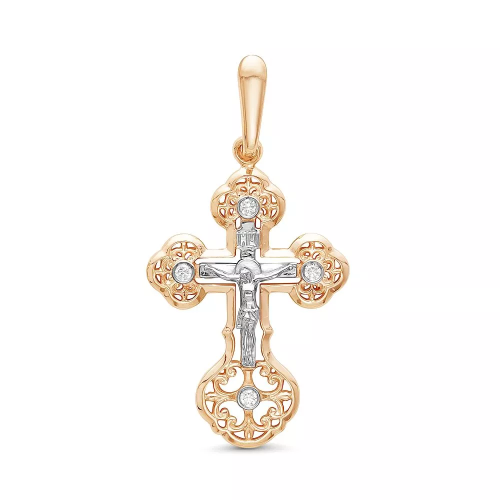 Крест из красного золота с бриллиантом V80121510000