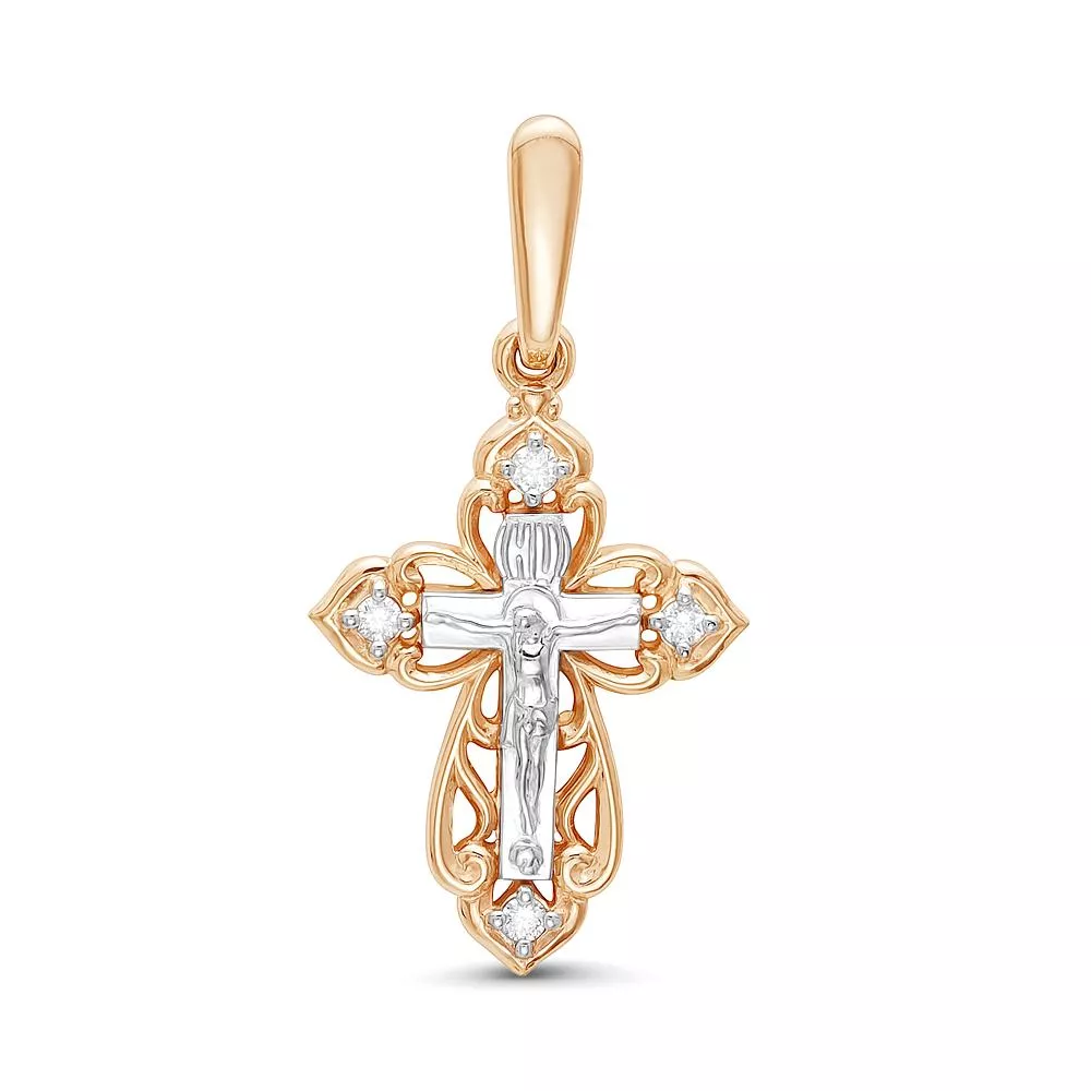 Крест из красного золота с бриллиантом V80051510000
