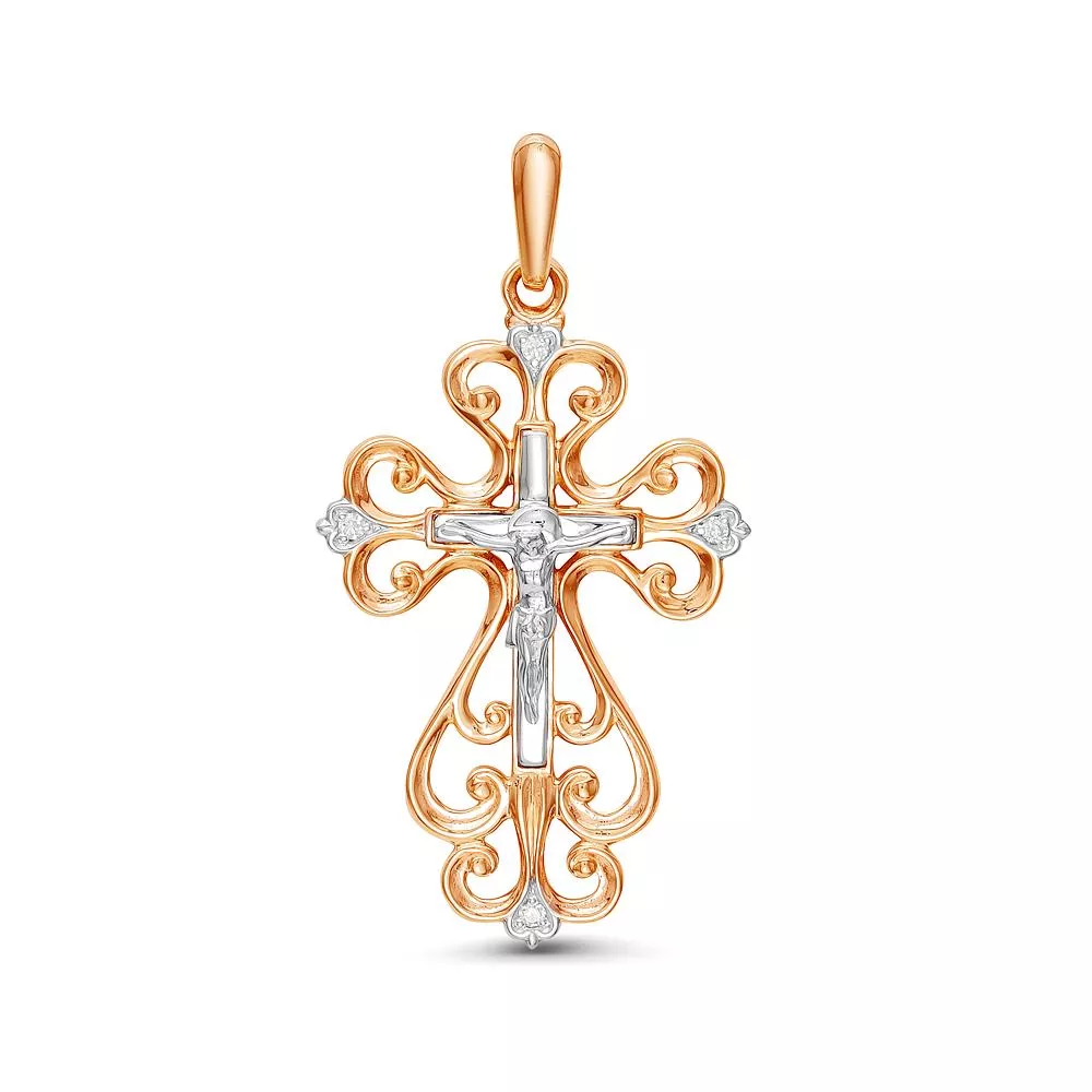 Крест из красного золота с бриллиантом V80151510000
