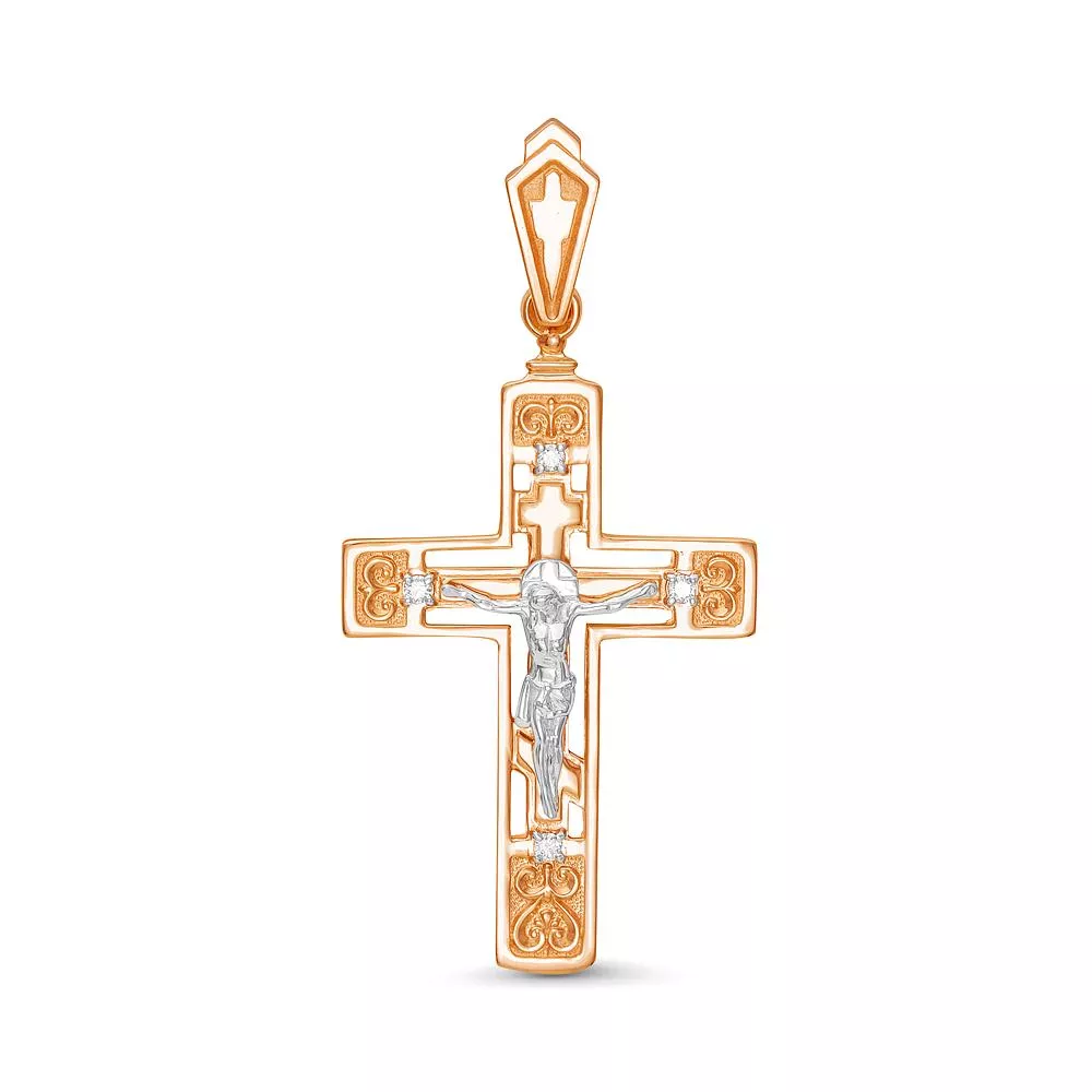 Крест из красного золота с бриллиантом V80031510000