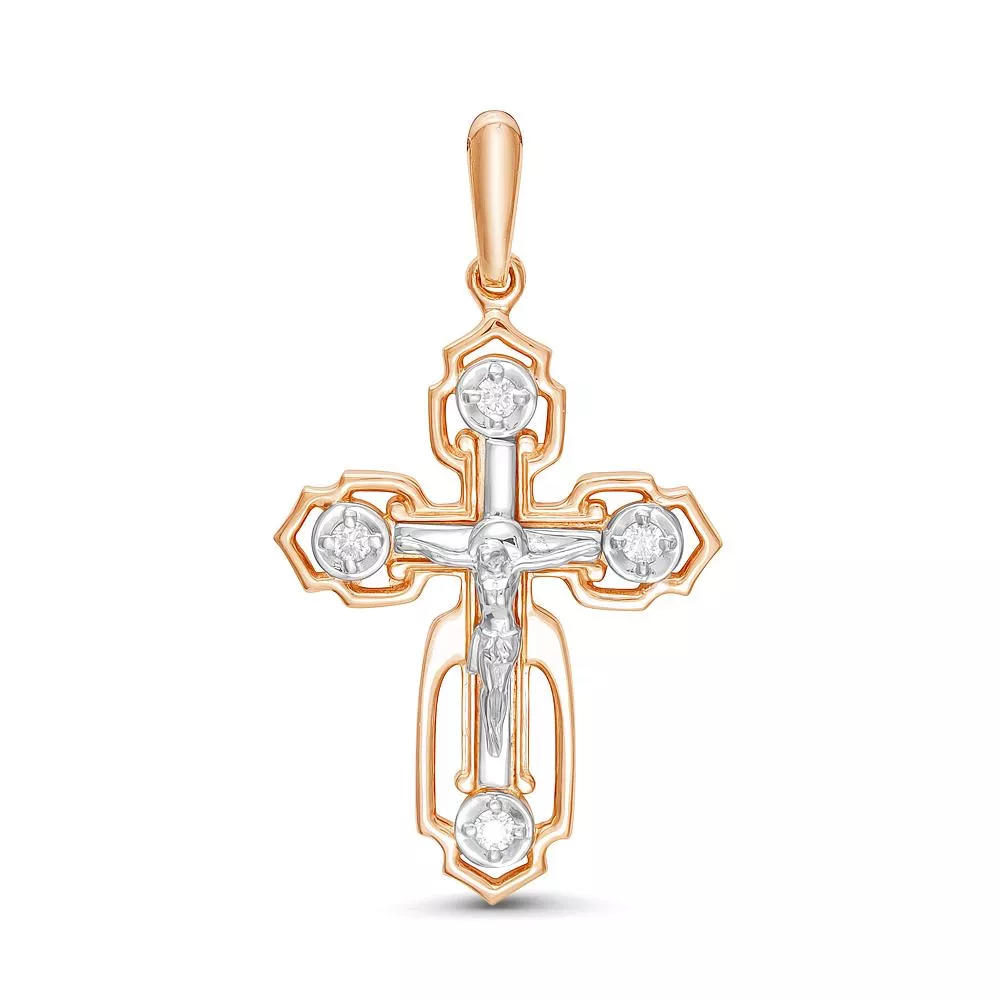 Крест из красного золота с бриллиантом V80141510000