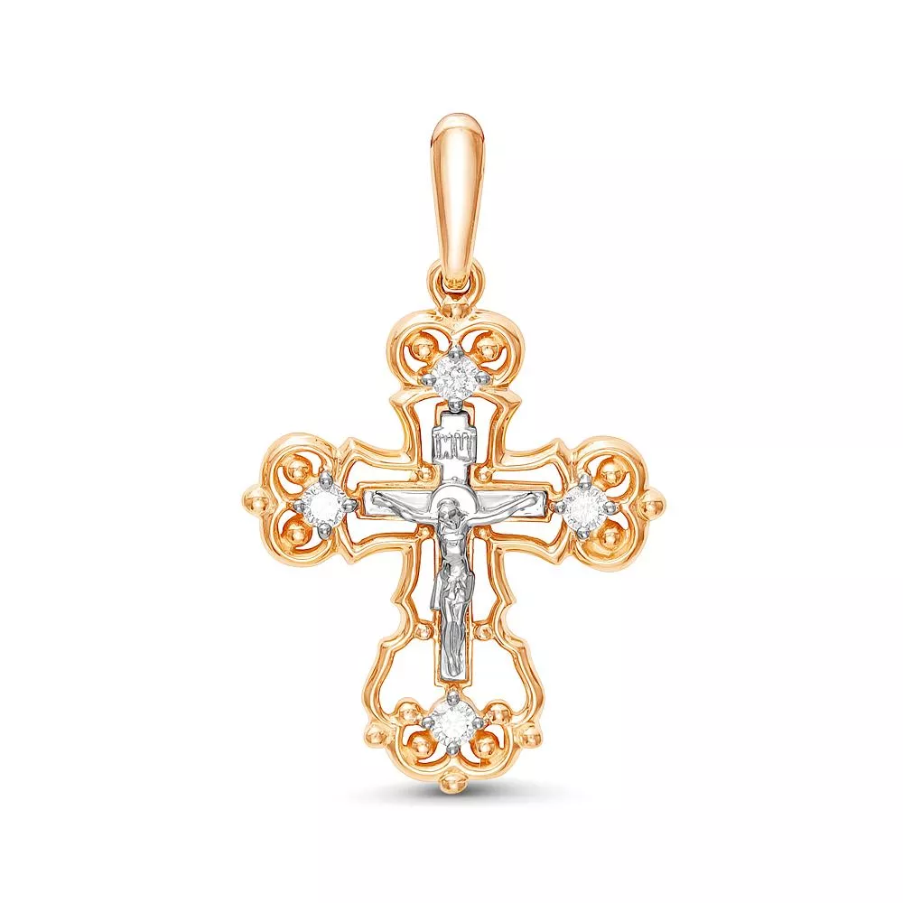 Крест из красного золота с бриллиантом V80081510000