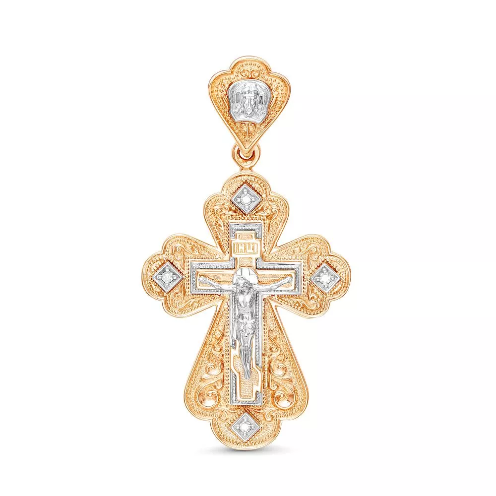 Крест из красного золота с бриллиантом V80011510000
